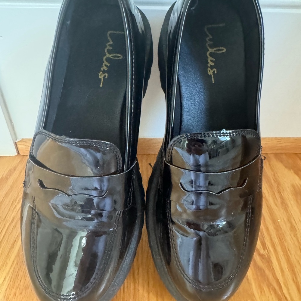 Lulus Black Patent Leather Loafers